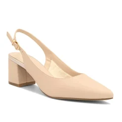 Paradox London Low Heel Prom Shoes | Prom Shoes*Isadora Faux Leather Low Block Heel Slingbacks Nude