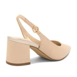 Paradox London Low Heel Prom Shoes | Prom Shoes*Isadora Faux Leather Low Block Heel Slingbacks Nude