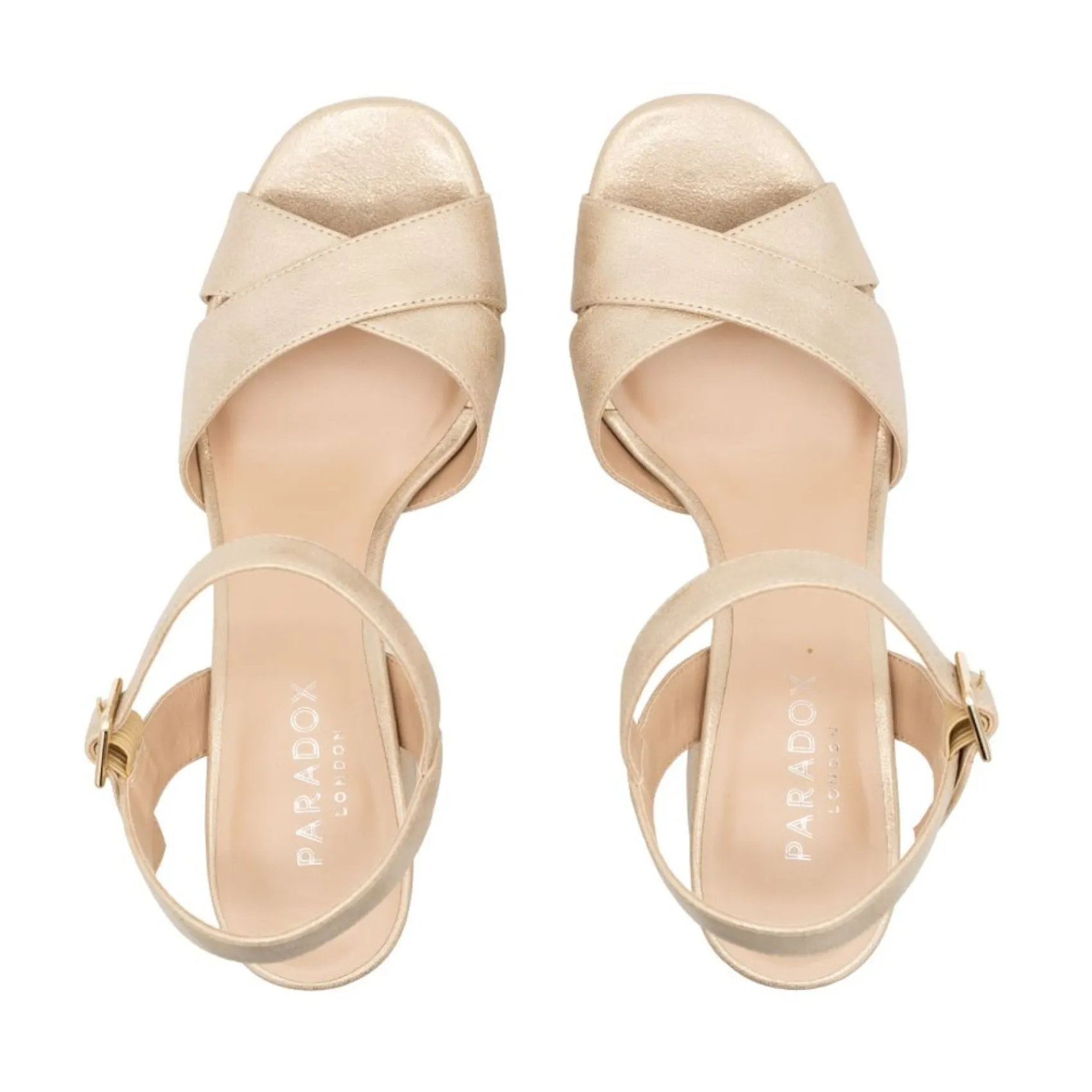 Paradox London Sparkly Prom Shoes | Gold Prom Shoes*Landon Shimmer Block Heel Platform Sandals Champagne