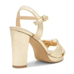 Paradox London Gold Prom Shoes | Prom Sandals*Lani Metallic Knotted Block Heel Platform Sandals Gold