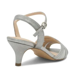 Paradox London Sparkly Prom Shoes | Silver Prom Shoes*Mowenna Silver Shimmer Kitten Heel Sandals Dark Silver