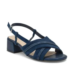 Paradox London Prom Sandals | Low Heel Prom Shoes*Nancy Suede Wide Fit Slingback Block Heel Sandals Navy
