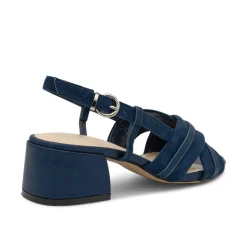 Paradox London Prom Sandals | Low Heel Prom Shoes*Nancy Suede Wide Fit Slingback Block Heel Sandals Navy
