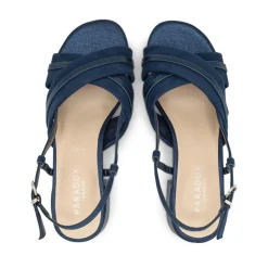 Paradox London Prom Sandals | Low Heel Prom Shoes*Nancy Suede Wide Fit Slingback Block Heel Sandals Navy