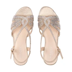 Paradox London Sparkly Prom Shoes | Gold Prom Shoes*Quest Shimmer Diamante Wide Fit Flat Sandals Champagne
