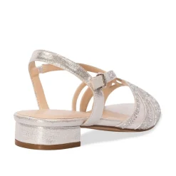 Paradox London Sparkly Prom Shoes | Silver Prom Shoes*Quest Shimmer Diamante Wide Fit Flat Sandals Silver