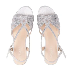 Paradox London Sparkly Prom Shoes | Silver Prom Shoes*Quest Shimmer Diamante Wide Fit Flat Sandals Silver