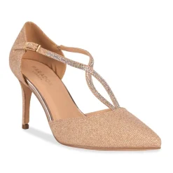 Paradox London Sparkly Prom Shoes | Gold Prom Shoes*Remi Glitter Diamante T-Bar Court Shoes Champagne