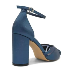 Paradox London Sparkly Prom Shoes | Blue Prom Shoes*Rhea Shimmer Block Heel Ankle Strap Court Shoes Navy