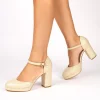 Paradox London Sparkly Prom Shoes | Gold Prom Shoes*Rory Shimmer Block Heel Platform Shoes Champagne