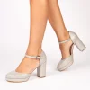 Paradox London Sparkly Prom Shoes | Silver Prom Shoes*Rory Shimmer Block Heel Platform Shoes Silver