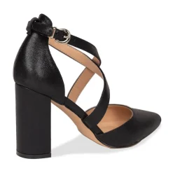 Paradox London Sparkly Prom Shoes | Party Shoes*Rylee Shimmer Cross Strap Block Heel Court Shoe Black