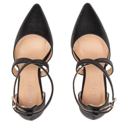 Paradox London Sparkly Prom Shoes | Party Shoes*Rylee Shimmer Cross Strap Block Heel Court Shoe Black