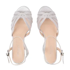 Paradox London Sparkly Prom Shoes | Silver Prom Shoes*Theresa Shimmer Wide Fit Kitten Heel Sandals Silver