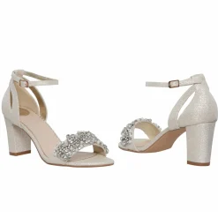 Perfect Bridal Party Shoes | Wedding Guest Shoes*Alexa Shimmer Embellished Block Heel Sandals Gold