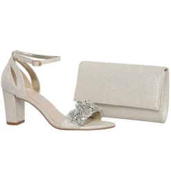 Perfect Bridal Party Shoes | Wedding Guest Shoes*Alexa Shimmer Embellished Block Heel Sandals Gold
