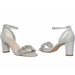 Perfect Bridal Party Shoes | Wedding Guest Shoes*Alexa Shimmer Embellished Block Heel Sandals Silver
