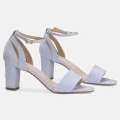 Perfect Bridal Wedding Guest Shoes | Mother Of The Bride Shoes*Andrea Blue Suede Block Heel Ankle Strap Sandals BlueÂ