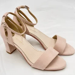 Perfect Bridal Prom Sandals | Pink Prom Shoes*Andrea Suede Block Heel Ankle Strap Sandals Blush