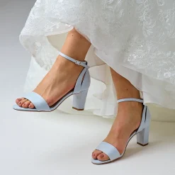 Perfect Bridal Wedding Guest Shoes | Mother Of The Bride Shoes*Andrea Blue Suede Block Heel Ankle Strap Sandals Blue 
