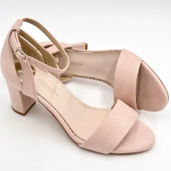 Perfect Bridal Prom Sandals | Pink Prom Shoes*Andrea Suede Block Heel Ankle Strap Sandals Blush