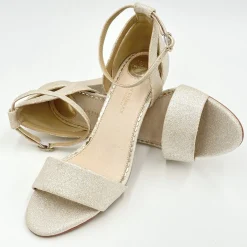 Perfect Bridal Sparkly Prom Shoes | Gold Prom Shoes*Andrea Glitter Block Heel Ankle Strap Sandals Gold