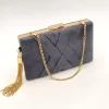 Perfect Bridal Occasion Handbags*Anise Slate Grey Suede Clutch Bag Slate Grey/ Gold