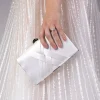 Perfect Bridal Wedding Handbags*Bay Dyeable Criss Cross Satin Clutch Bag Ivory