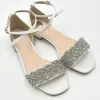 Perfect Bridal Sparkly Prom Shoes | White Prom Shoes*Blair Satin Crystal Flat Sandals (Wide Fit) Ivory
