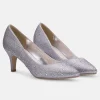 Perfect Bridal Sparkly Prom Shoes | Silver Prom Shoes*Calypso Crystal Embellished Mid Heel Court Shoes Silver