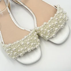 Perfect Bridal Bridesmaid Shoes | Wedding Shoes*Claire Satin Pearl Flat Sandals (Wide Fit) Ivory