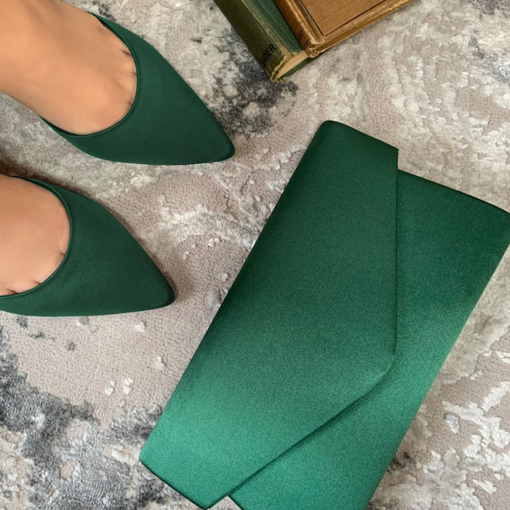 Perfect Bridal Wedding Guest Shoes | Mother Of The Bride Shoes*Daniella Satin Mid Heel Ankle Strap Court Shoes Green