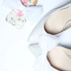 Perfect Bridal Bride Gifts | Shoe Jewellery*Daphne Organza Bow Shoe Clips Ivory