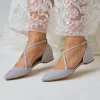 Perfect Bridal Wedding Guest Shoes | Mother Of The Bride Shoes*Davina Suede Cross Strap Pointed Ballet Flats Stone