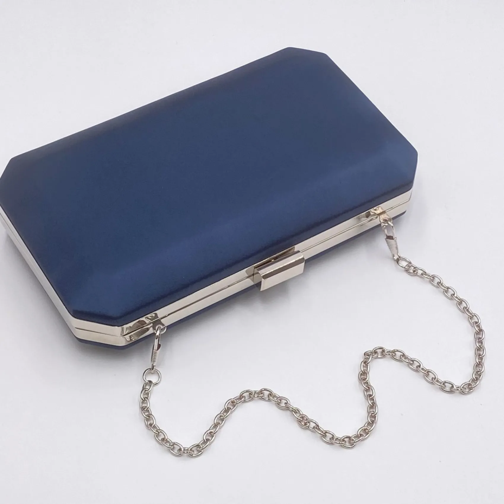 Perfect Bridal Prom Bags | Wedding Guest Bags*Ebony Satin Box Clutch Bag Navy