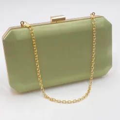 Perfect Bridal Prom Bags | Wedding Guest Bags*Ebony Satin Box Clutch Bag Olive Green