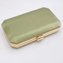 Perfect Bridal Prom Bags | Wedding Guest Bags*Ebony Satin Box Clutch Bag Olive Green