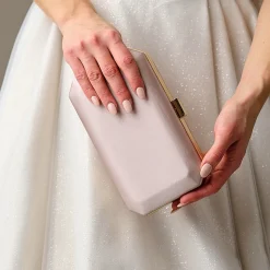 Perfect Bridal Prom Bags | Wedding Guest Bags*Ebony Satin Box Clutch Bag Taupe