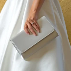 Perfect Bridal Wedding Handbags*Evie Dyeable Satin Bridal Clutch Bag Ivory