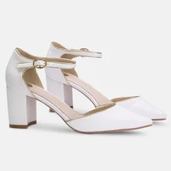 Perfect Bridal Wedding Guest Shoes | Bridesmaid Shoes*Freya Suede Two Part Block Heel Court Shoes Ivory