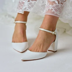 Perfect Bridal Wedding Guest Shoes | Bridesmaid Shoes*Freya Suede Two Part Block Heel Court Shoes Ivory