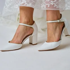 Perfect Bridal Wedding Guest Shoes | Bridesmaid Shoes*Freya Suede Two Part Block Heel Court Shoes Ivory