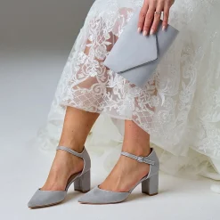 Perfect Bridal Wedding Guest Shoes | Mother Of The Bride Shoes*Freya Suede Two Part Block Heel Court Shoes Stone