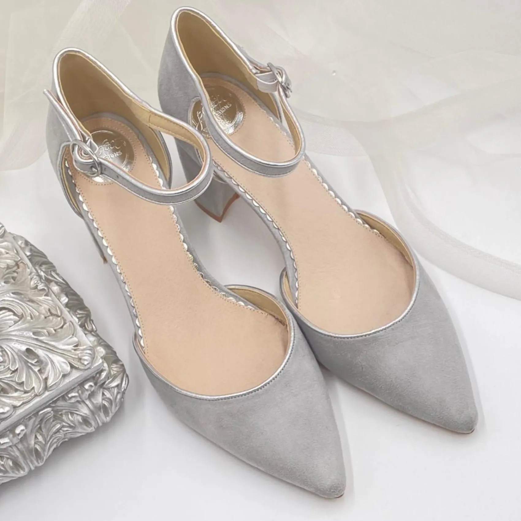 Perfect Bridal Wedding Guest Shoes | Mother Of The Bride Shoes*Freya Suede Two Part Block Heel Court Shoes Stone