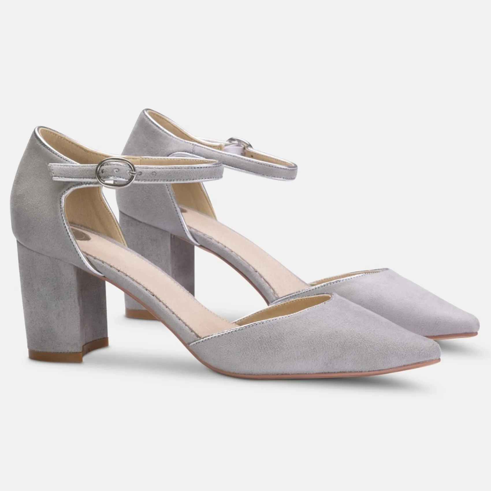 Perfect Bridal Wedding Guest Shoes | Mother Of The Bride Shoes*Freya Suede Two Part Block Heel Court Shoes Stone