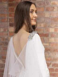 Perfect Bridal Single Tier Veils | Chapel Length & Cathedral Veils*Diamante Cowl Back Cape Veil Ivory