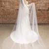 Perfect Bridal Chapel Length & Cathedral Veils | Single Tier Veils*Single Tier Cut Edge Crystal Cathedral Veil Ivory