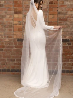 Perfect Bridal Single Tier Veils | Chapel Length & Cathedral Veils*Single Tier Narrow Corded Lace Chapel Veil Ivory