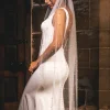 Perfect Bridal Chapel Length & Cathedral Veils | Floor Length Veils*Single Tier Cut Edge Scattered Pearl Veil Ivory