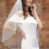 Perfect Bridal Single Tier Veils | Fingertip Veils*Single Tier Pearl and Crystal Edge Fingertip Veil Ivory